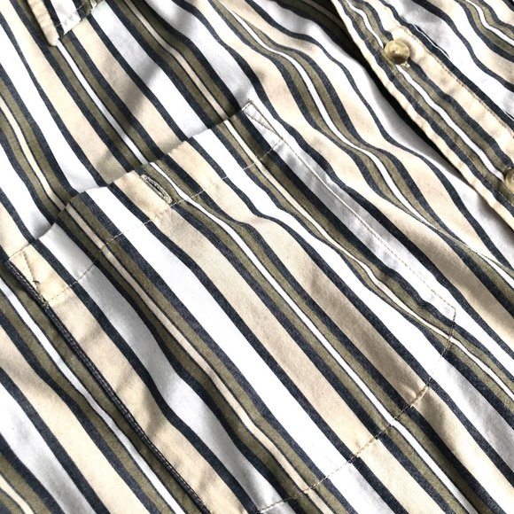 90s Oversized Short Sleeve Striped Button Up - Picture 3 of 6